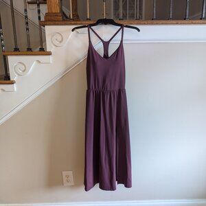Summer Comfortable Racer Back Style Dress, Burgundy w/ Pockets, M, Unbranded